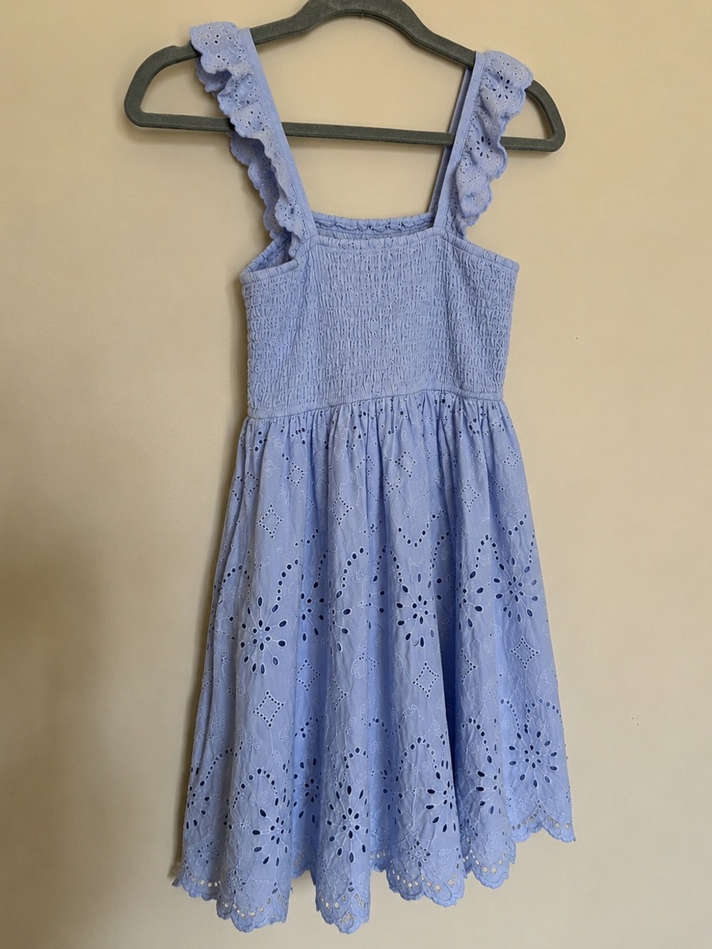 Andrée by Unit Lilac Eyelet Mini Dress Cottagecore Ruffle Strap L